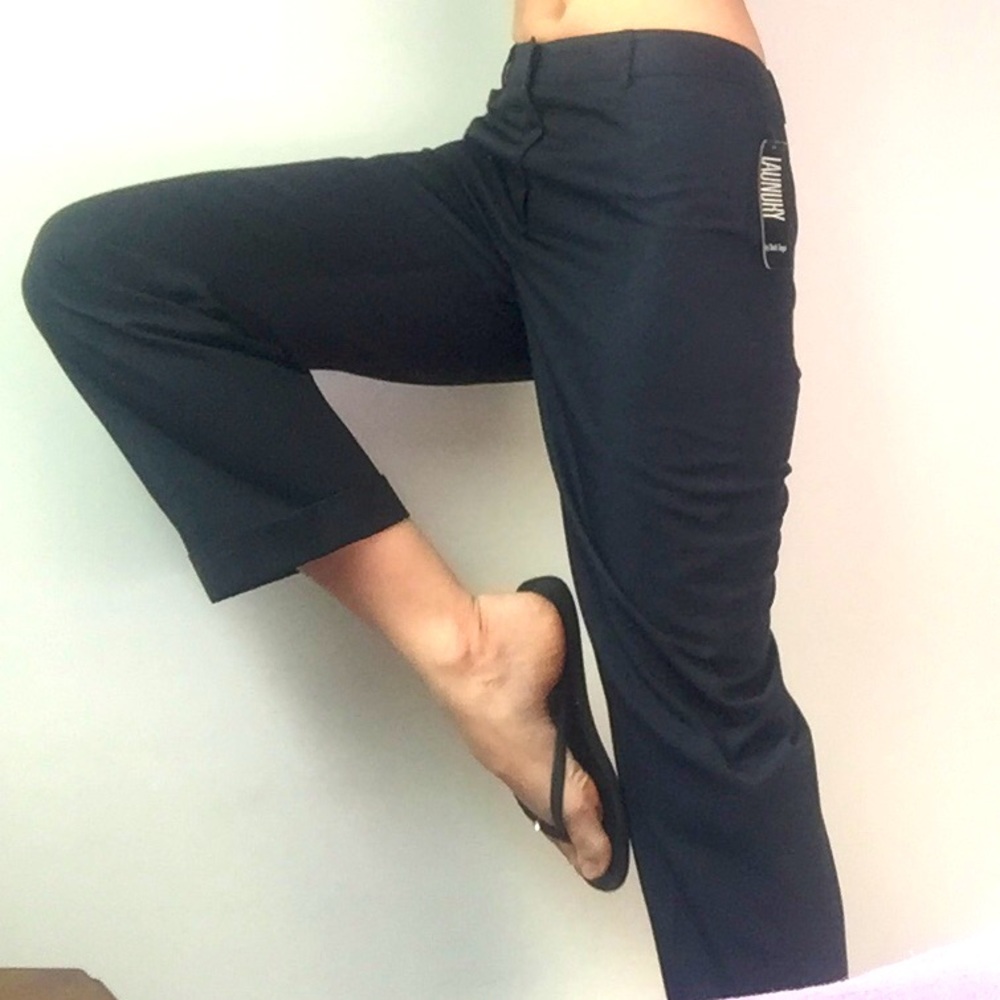 Laundry by Shelli Segal Cuffed Crobbed Black Pants